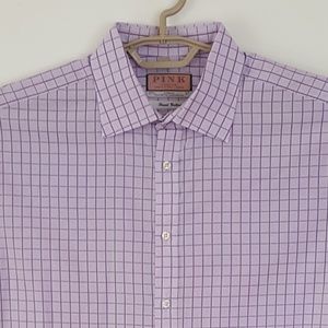 Thomas PINK Purple Squares French Cuff Dress Shirt